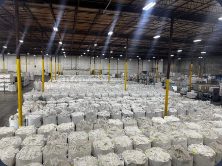 Bulk bags stored on the warehouse floor